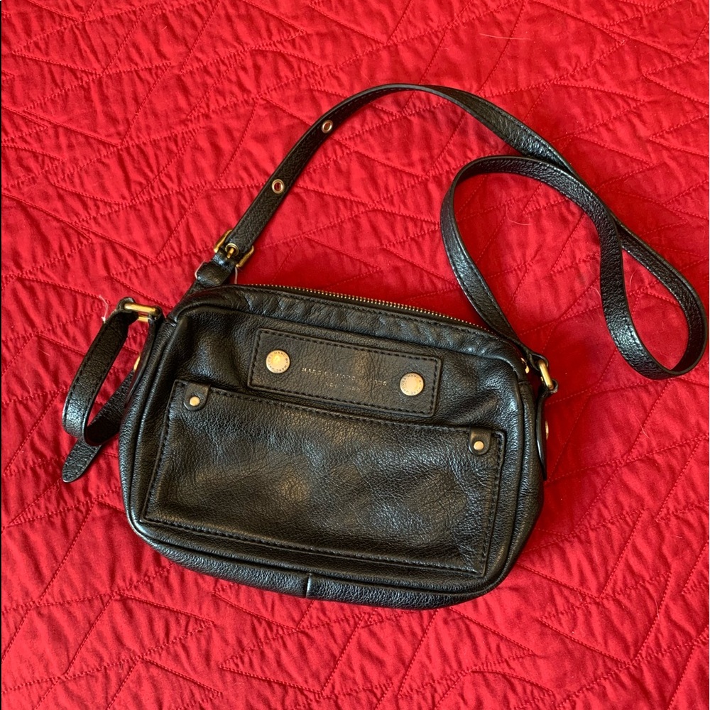 Black leather crossbody bag